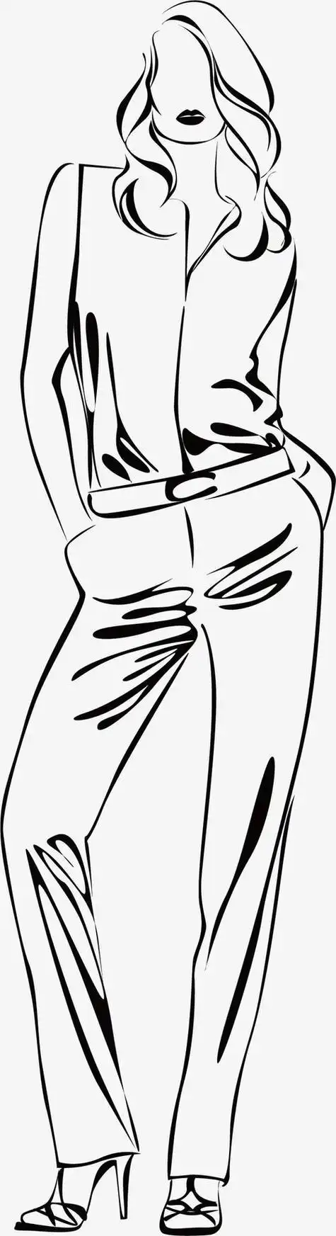 裸体女像背面简笔画