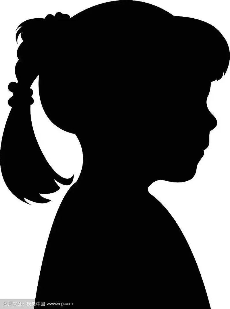 小女孩头部剪影向量