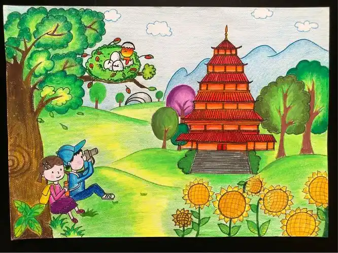 实小学生参加秦皇岛市我爱园博主题绘画比赛活动