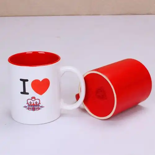 彩色马克杯11oz直身定做刻字印图水杯礼品瓷杯定制logo色釉陶瓷杯