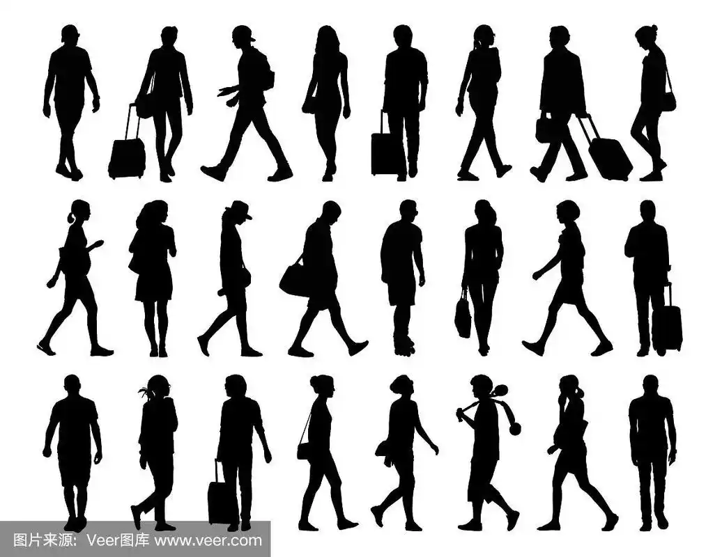 大一组人的行走剪影一组4