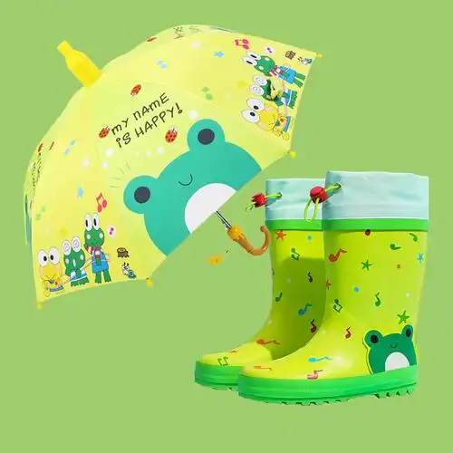 儿童雨鞋雨伞套装男童女童防滑滑水小孩保暖雨靴