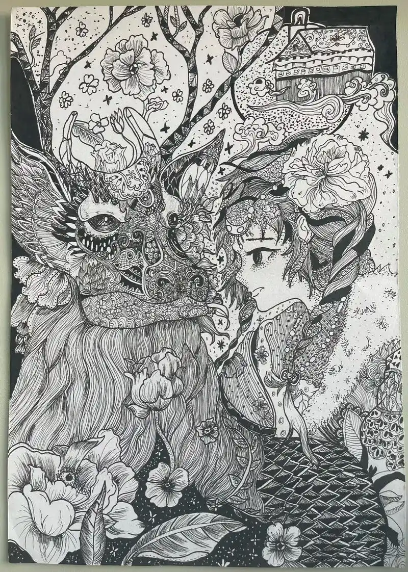 964k黑白线描|不急不忙慢慢练基础…#画画96 #黑白线描 - 抖音