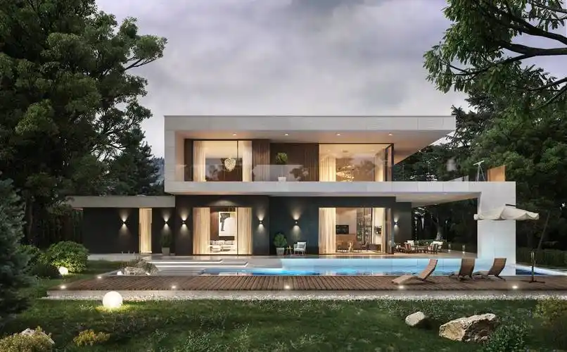 极简现代风格两层农村自建别墅 简单而大气 重庆自建房设计施工_建筑