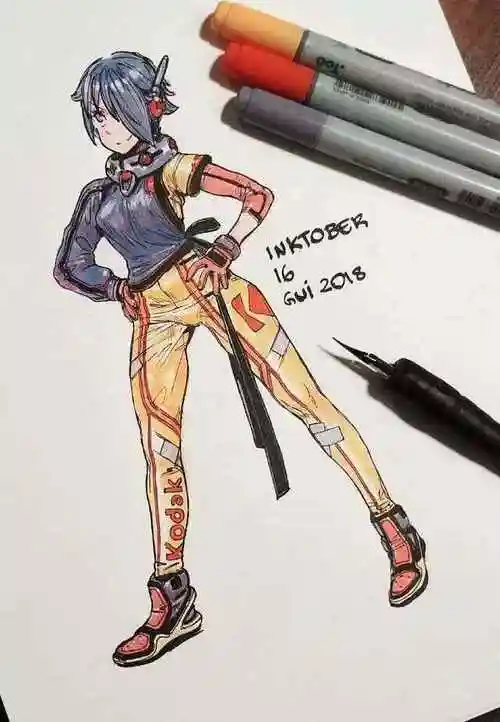 不会画人物吗马克笔酷女孩素材很赞很漂亮喜欢收藏