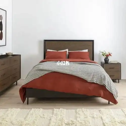 漂亮吧纯实木白橡木套色卧室床六斗柜