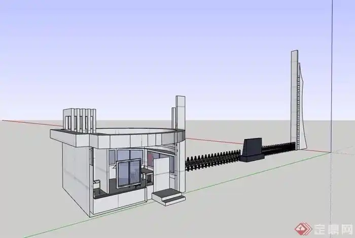 门卫大门设计su模型