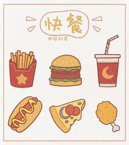 吃快餐简笔画