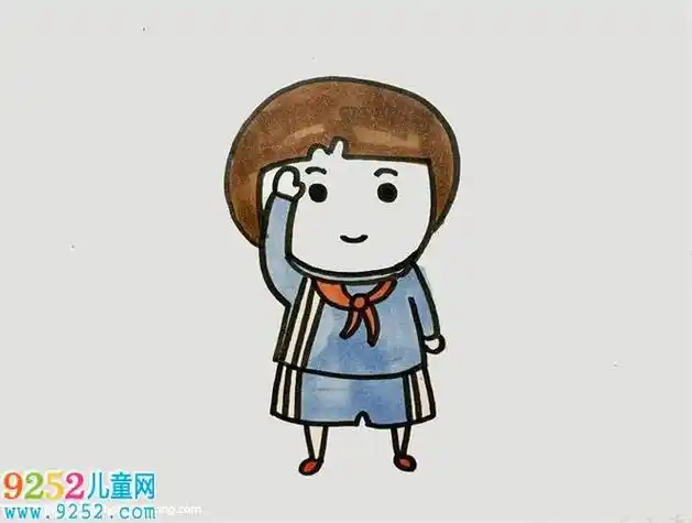 敬礼时的人的简笔画