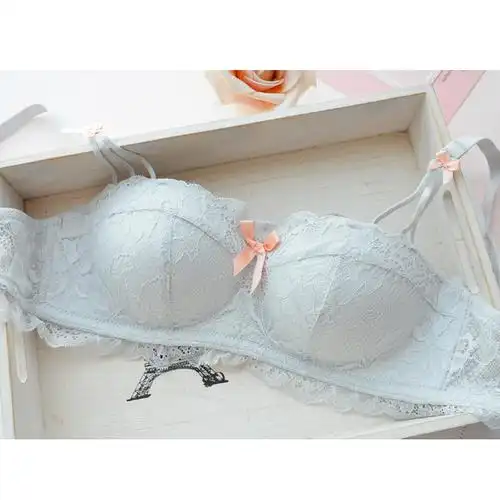 性感内衣套装少女士无钢圈文胸拢小胸收副乳蕾丝上托半杯胸罩白色3680