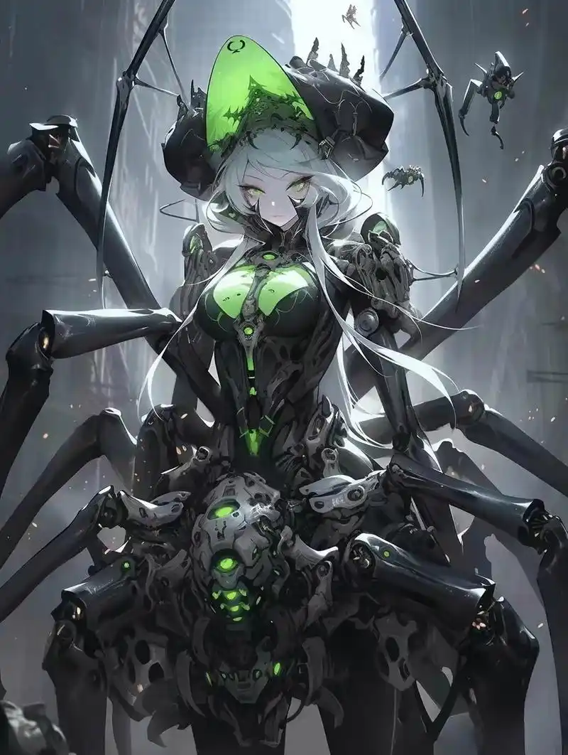 ai生成的一组科幻人物插画,蛛型仿生机器人,by midjourney.