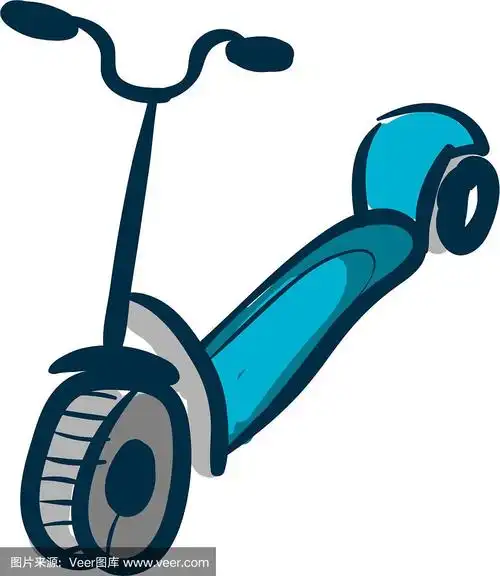 滑板车手绘设计在白色的背景