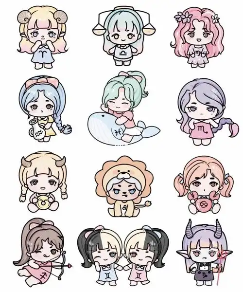 12星座卡通人物设计#人设  #二次元头像  #创意文创  #手帐  #手帐
