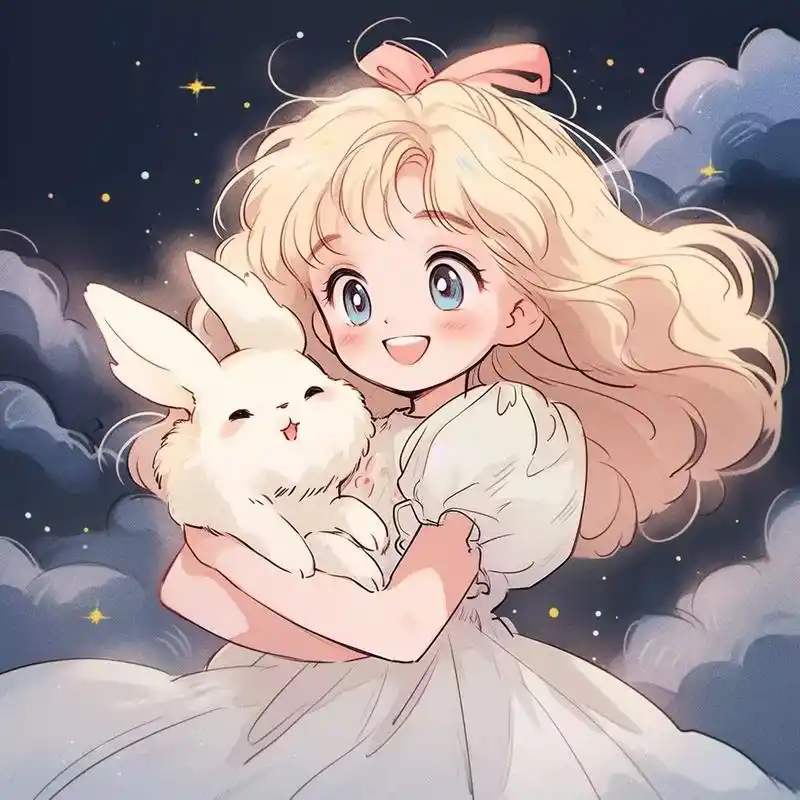 超可爱又迷人抱兔子头像#女生头像 #优质头像 #ai绘画
