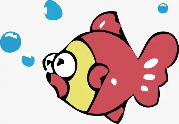卡通可爱冒泡泡小金鱼矢量
