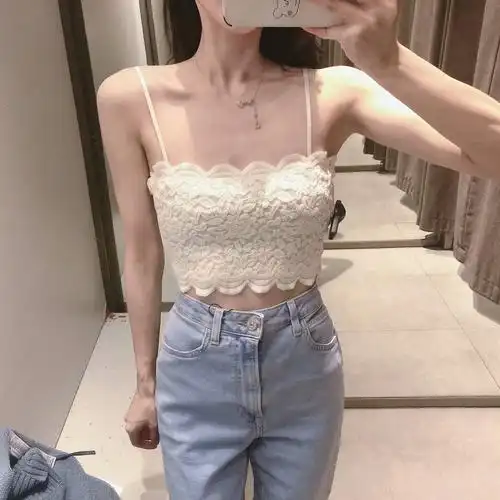 衫韩版chic仙女网纱夏装2020新款抹胸一字肩喇叭袖2021内搭色吊带弹