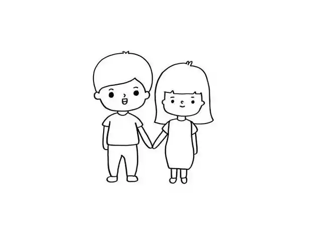 女孩简笔画喝酒的两个小人简笔画手绘情侣简笔画两个人手绘情侣的简单