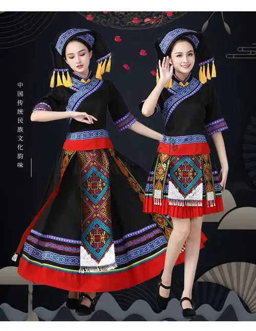 苗族服装表演舞台穿的少数民族服装女苗族广西壮族瑶族彝族表演服饰
