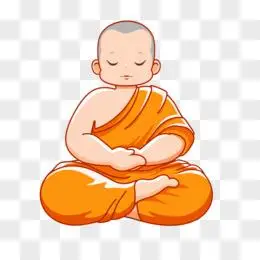 手绘小和尚打坐元素