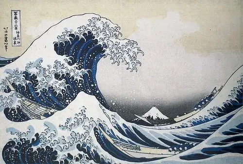 富岳四十六景葛饰北斋海啸这组画里