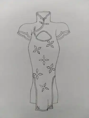 旗袍上的花纹怎么画简笔画