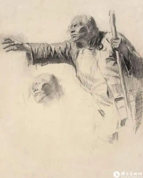 王式廓先生绘画作品欣赏一大型素描血衣