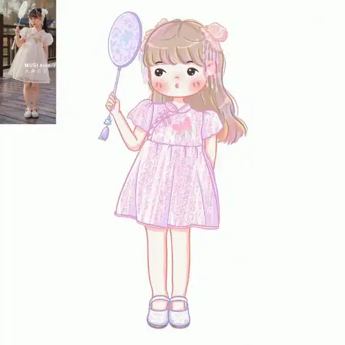 q版人物真人照片转手绘全身动态练习步骤图