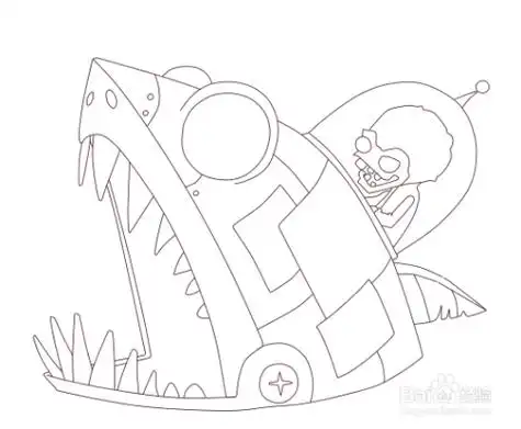 彩色简笔画植物大战僵尸鲨鱼僵尸博士的画法