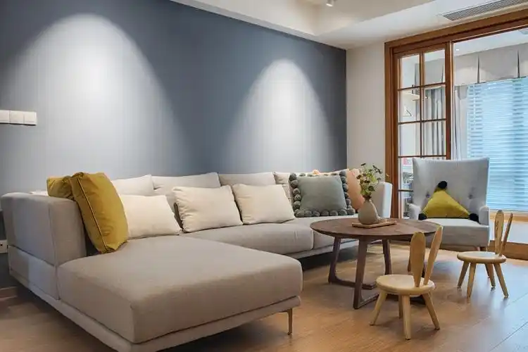 陈美奇作品:134m北欧风四居,雾霾蓝 原木色,高级又耐看