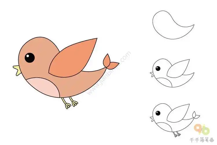 可爱的小鸟简笔画步骤图