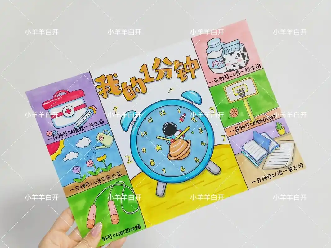 我的一分钟手抄报.一分钟可以做哪些事呢,可以喝一杯牛奶,浇三 - 抖音