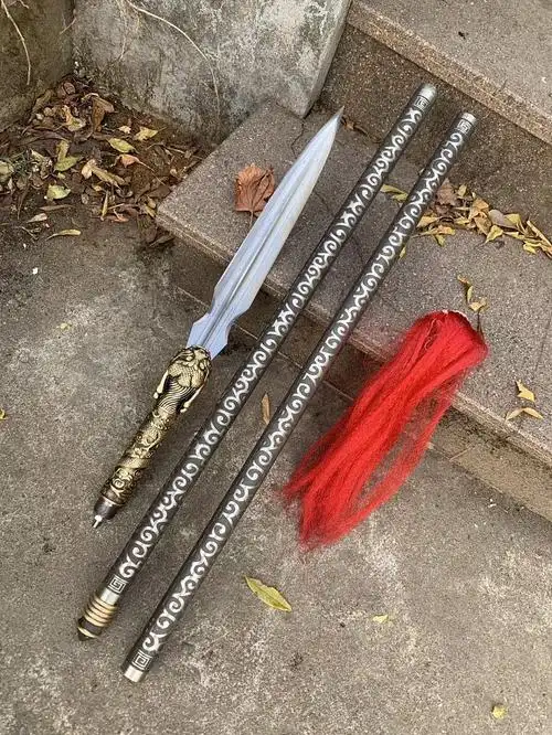 龙胆亮银枪龙泉刀剑十八般冷兵器长款赵云枪红缨枪长枪长矛未开刃淘宝