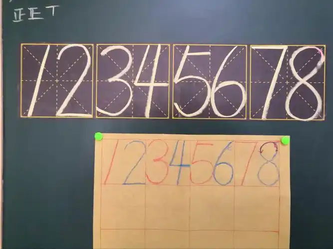 今天和孩子们一起在田字格写