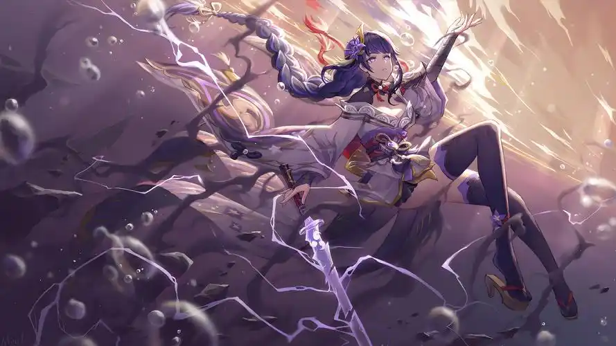 原神·电脑壁纸4k高清无水印 - 雷神拔剑壁纸 - 实验室设备网