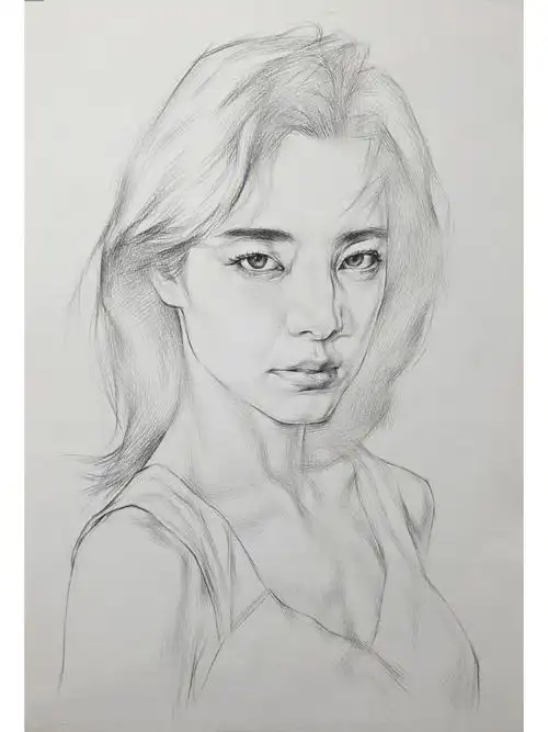 少女肖像线性素描