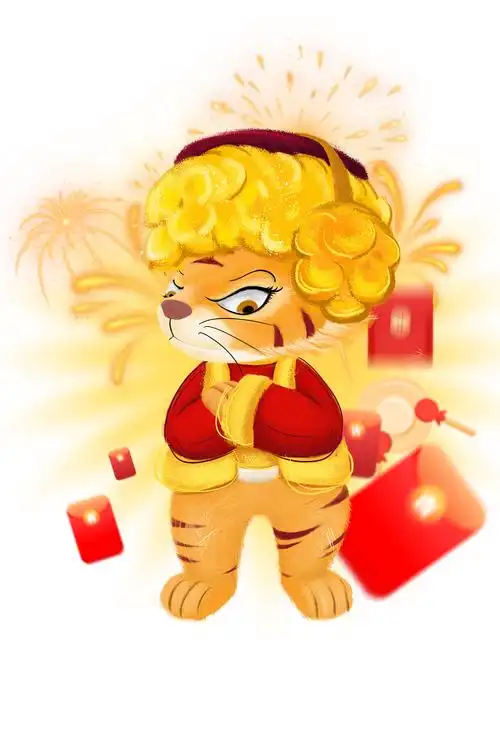 鞭炮彩球虎妞卡通形象元素|插画|商业插画|jiaxiuyue - 原创作品