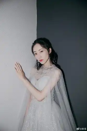 韩雪浅灰纱裙轻盈曼妙柔和的触感温柔细腻碎钻点缀更是耀眼