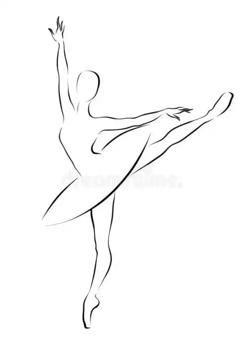 一位跳舞的芭蕾舞女演员的黑白剪影.