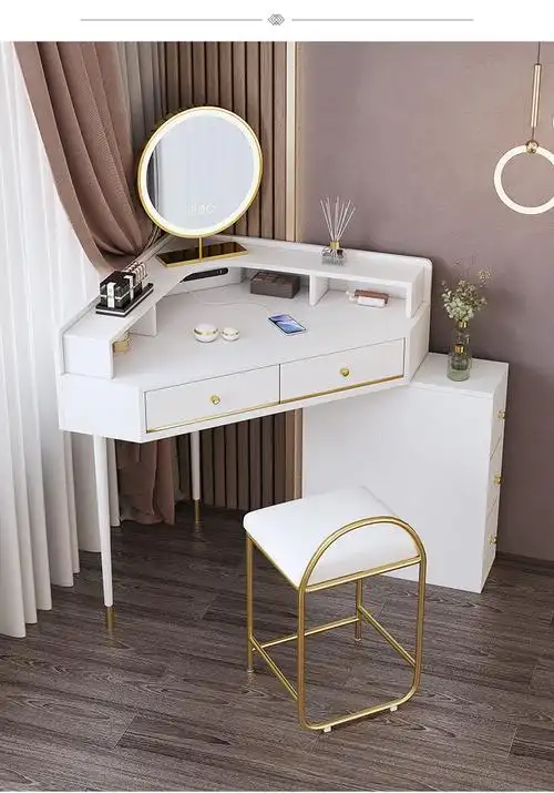 炫丰 转角梳妆台转角梳妆台小型卧室现代简约收纳柜一体三角化妆桌台