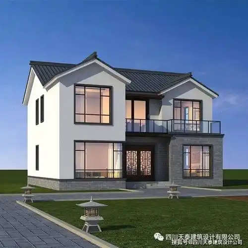 绵阳三台两层新中式独栋别墅农村小洋房别墅图纸建房施工图