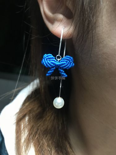 简约手工编织立体蝴蝶结耳绳耳线耳钉耳环过敏耳线