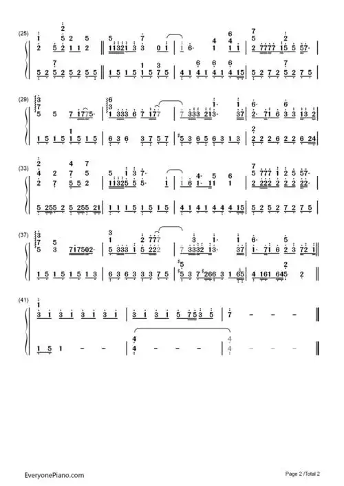 灵魂尽头简谱数字电子琴