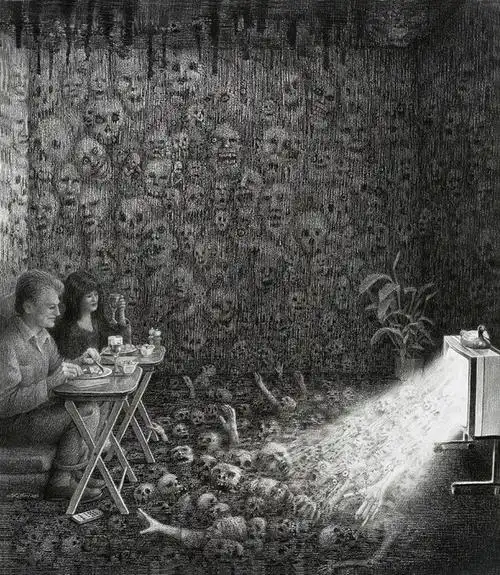 诡异美学laurielipton以素描的形式将我们带入静谧华丽的骷髅世界