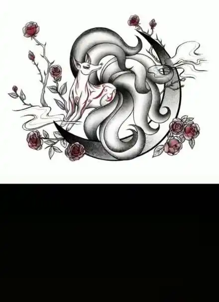 朋友找我设计的纹身手稿九尾妖狐