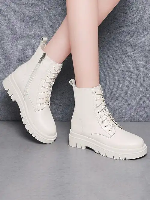 厚底八孔马丁靴女纯皮短靴女春秋单靴2020年新款平跟防滑牛皮女靴