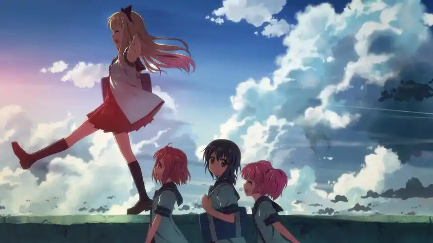 放学,开心,可爱动漫女孩,宽屏壁纸