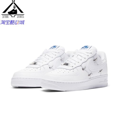 nike耐克女鞋空军一号air force 1 af1 四勾白蓝板鞋ct1990-100