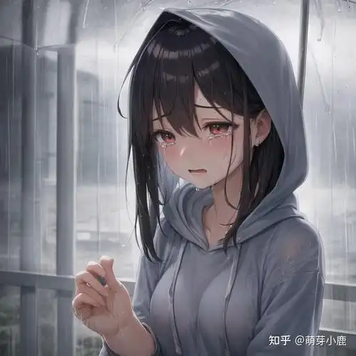 雨中哭泣,悲伤系列女孩头像壁纸0092