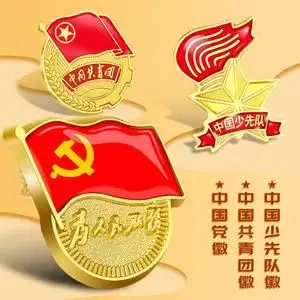 新版标准为人民服务党徽共青团团徽磁吸胸章加厚别针式少先队队徽