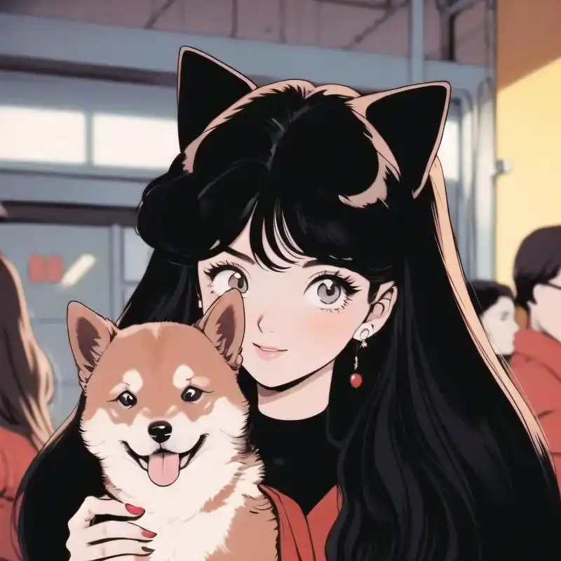 旧漫头像|复古风御姐和她的柴犬